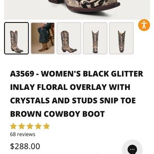 Corral Black Glitter Floral Heeled Boots